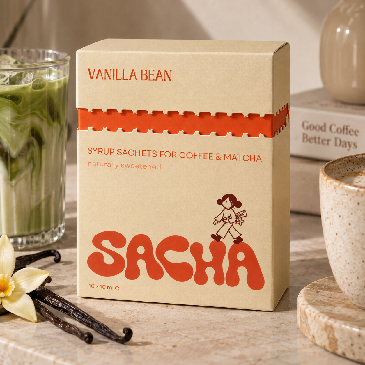 SACHA Vanilla Bean syrup sachet box